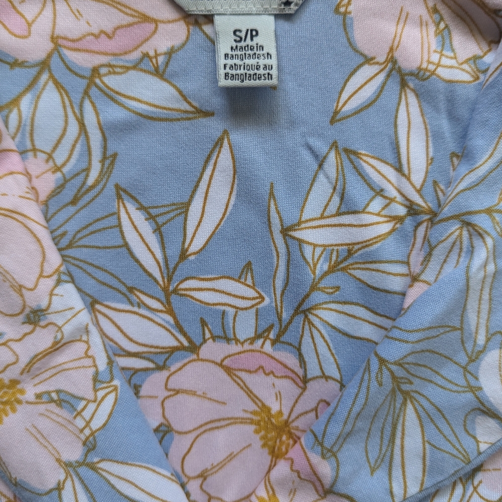 💦💙Floral Print Button Up Nightgown in Ice Blue (S)